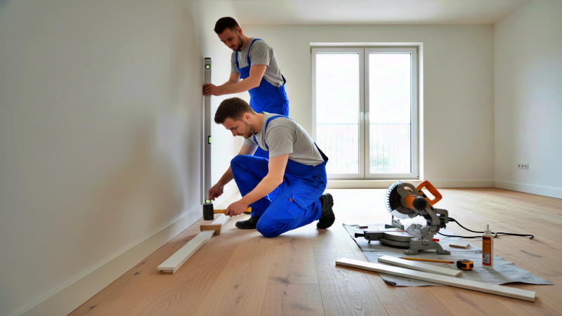 Perfekter Abschluss mit präziser Sockelleistenmontage